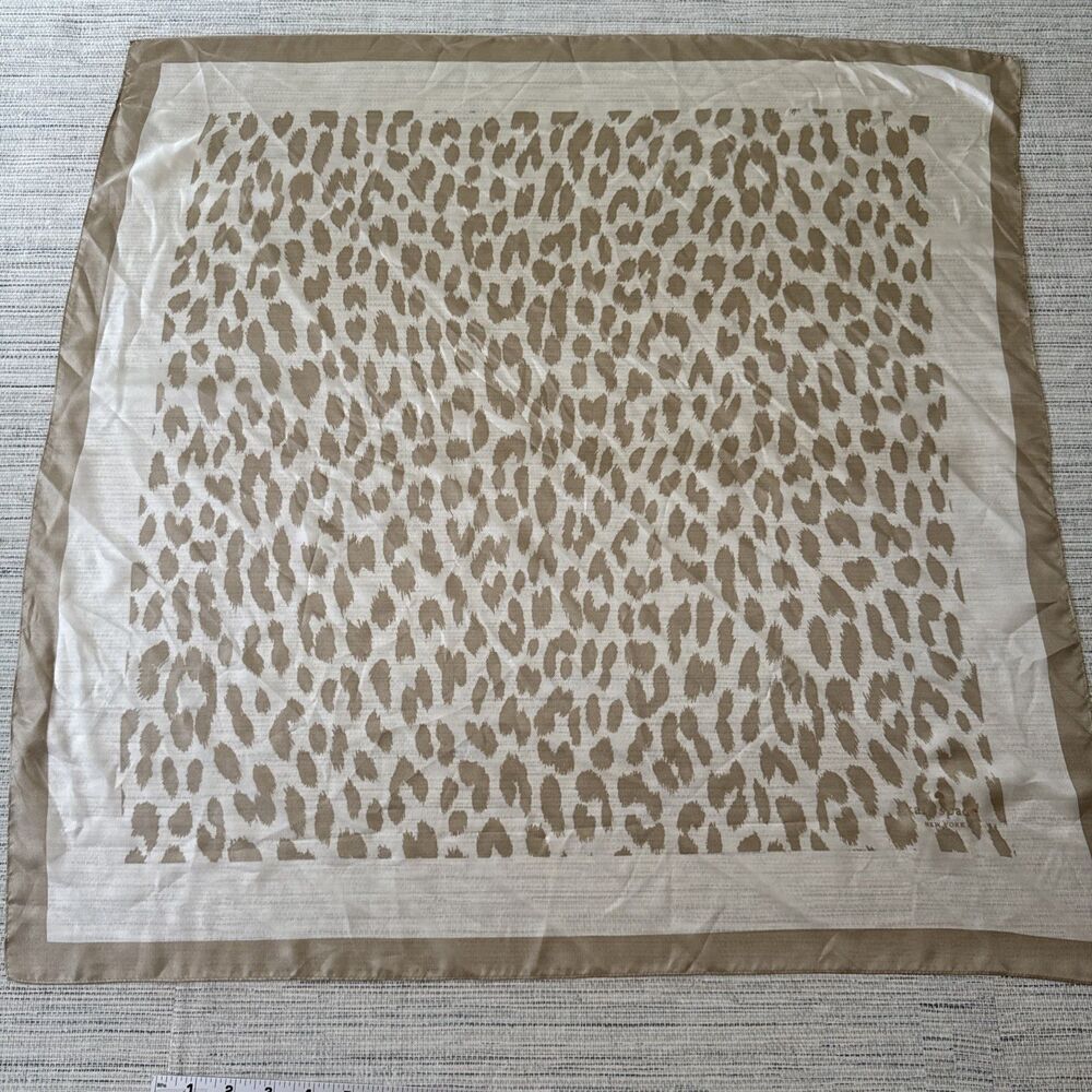 Kate Spade New York Modern Leopard 100% Silk Square Scarf Cream /Natural O/S NEW
